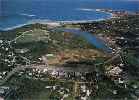 Overlooking township, river and surf beach, Anglesea