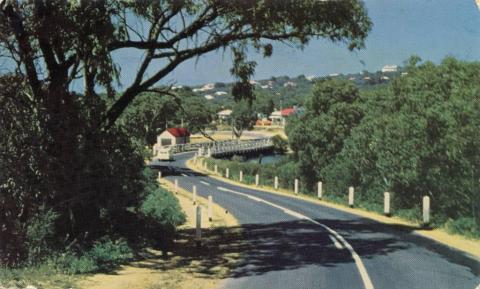 The Great Ocean Road and Bridge crossing the Anglesea River at Anglesea