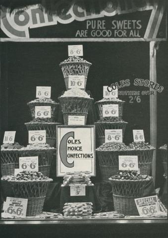 Confectionery window Coles Store, Prahran 1934