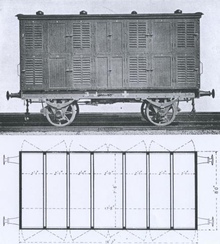 Hearse truck to carry 14 coffins, Newport, 1911