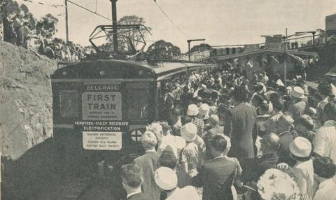 First electric surburban train to Belgrave, 1962