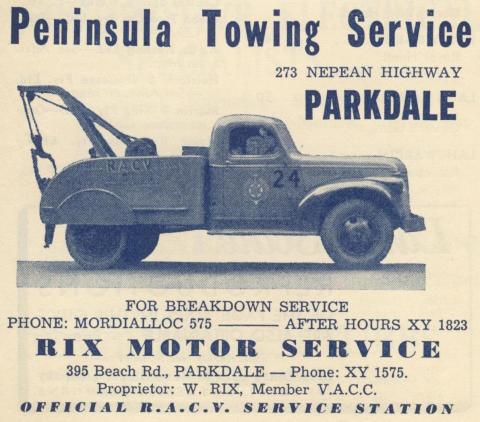 Peninsula Towing Service, Parkdale, 1949