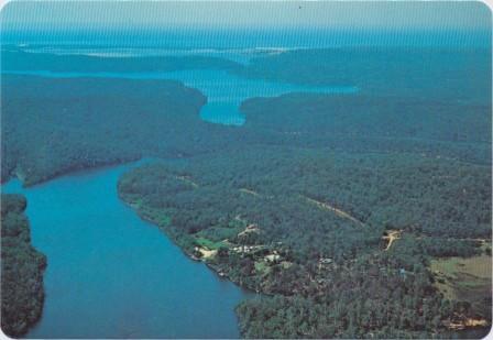 Aerial view of Gipsy Point, the Genoa River Top and Bottom Lakes, Mallacoota
