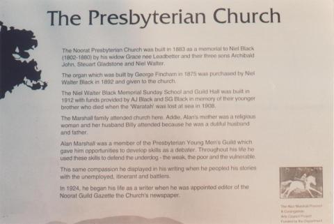 Noorat Presbyterian Church plaque, 2009