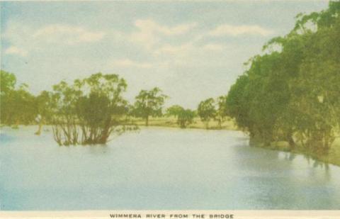 Wimmera River from the Bridge, Horsham, 1951
