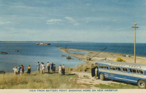 View from Battery Point showing work on New Harbour, Portland