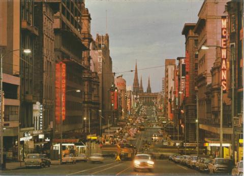 Bourke Street at twilight, Melbourne