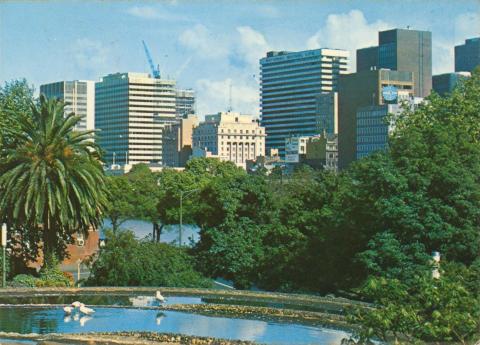 Melbourne skyline from Princes Gate Fountain, 1973