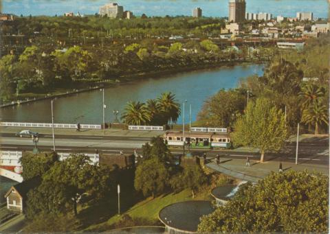 Princes Bridge and South Gate Fountain, Melbourne, 1974