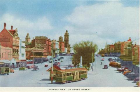 Looking west up Sturt Street, Ballarat, 1958