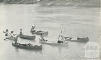 Canoeing on the Murray River, Echuca, 1950