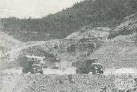 View at the rock fill quarry, Upper Yarra Dam, 1954