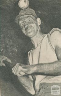 Miner at work on the coal face, Wonthaggi, 1944