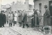 Premier of Victoria A. A. Dunstan visits Melbourne slum areas, 1942