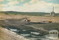 Brown coal open-cut with powerhouse in the background, Anglesea, 1970