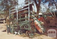 Betty working the winnower, Pioneer Settlement, Swan Hill