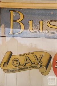Sign in Raywood window, 2007