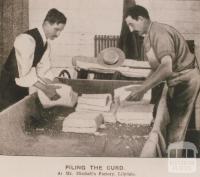 Piling the curd at Mr Mitchell's factory, Lilydale, 1905