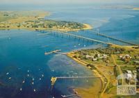 Aerial view of Newhaven, Phillip Island Bridge and San Remo, 1971