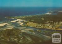 Aerial View of Mallacoota, showing the entrance to the lake system