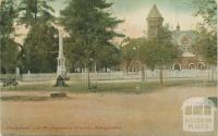 Monument and Presbyterian Church, Wangaratta, 1908