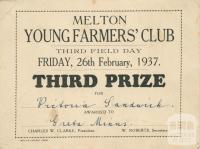 Melton Young Farmers' Club, 1937