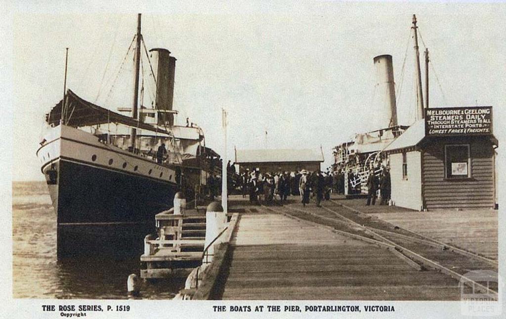 The boats at the pier, Portarlington, c1920 The boats at the pier, Portarlington, c1920
