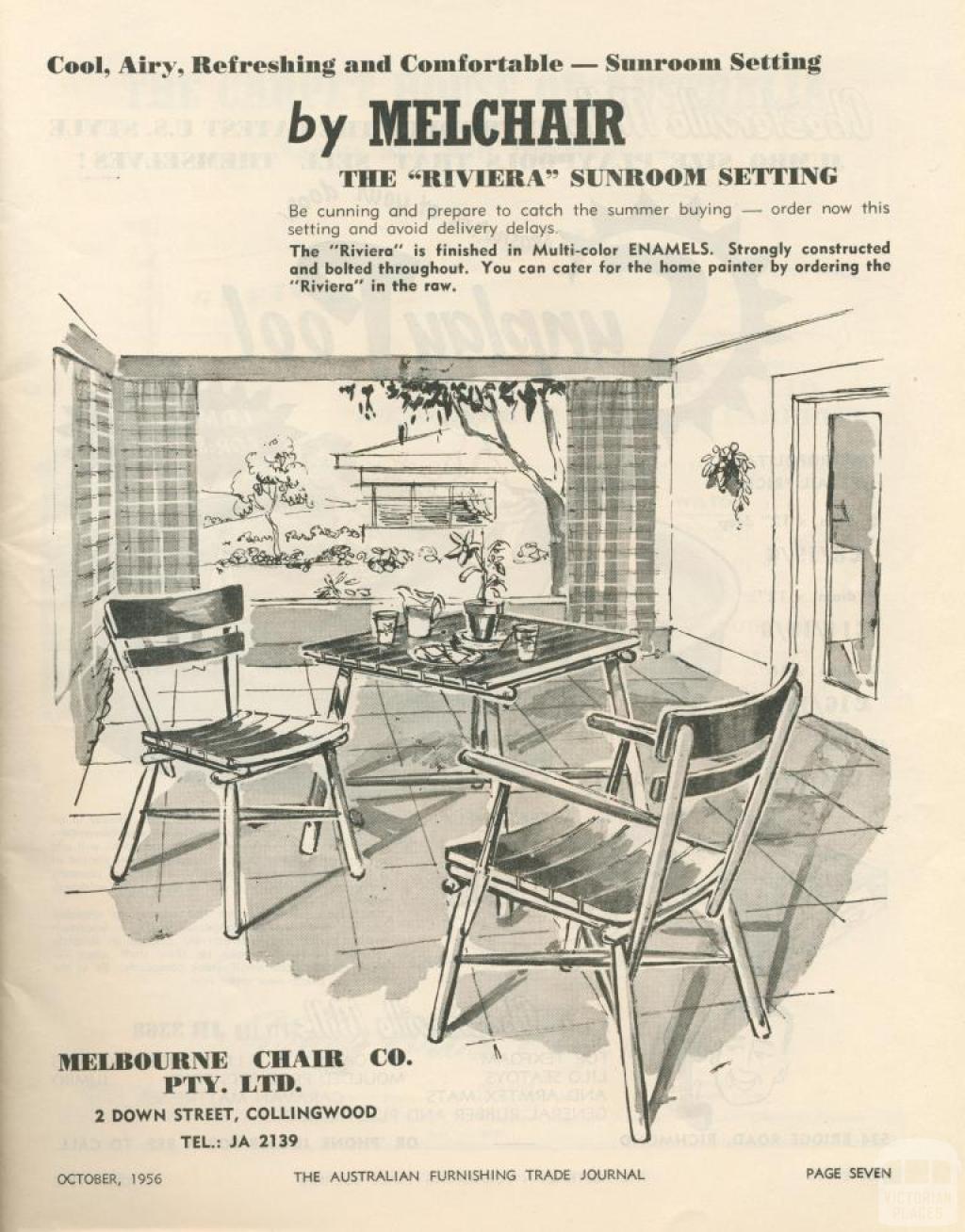 Melbourne Chair Company, Collingwood, 1956
