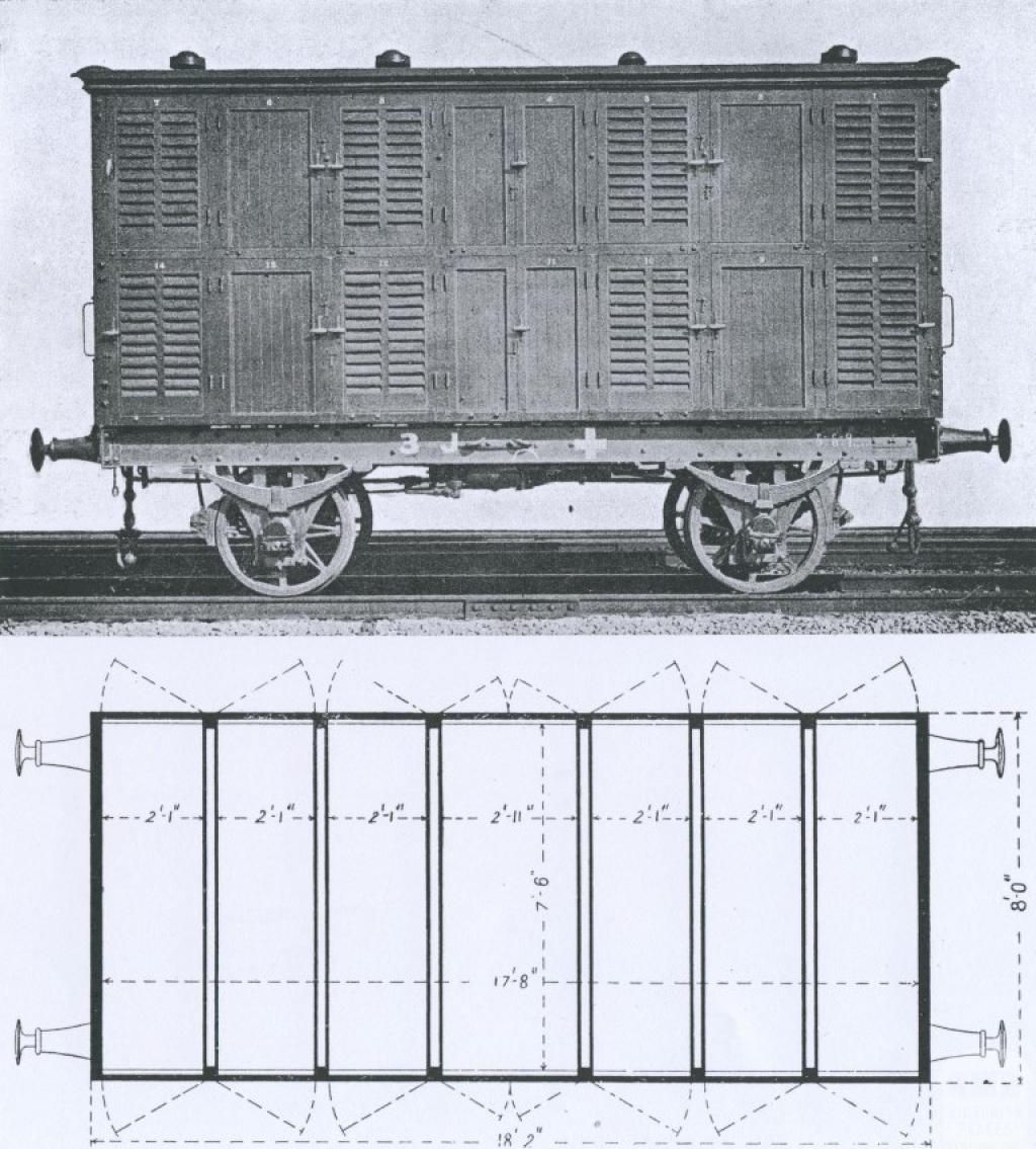 Hearse truck to carry 14 coffins, Newport, 1911