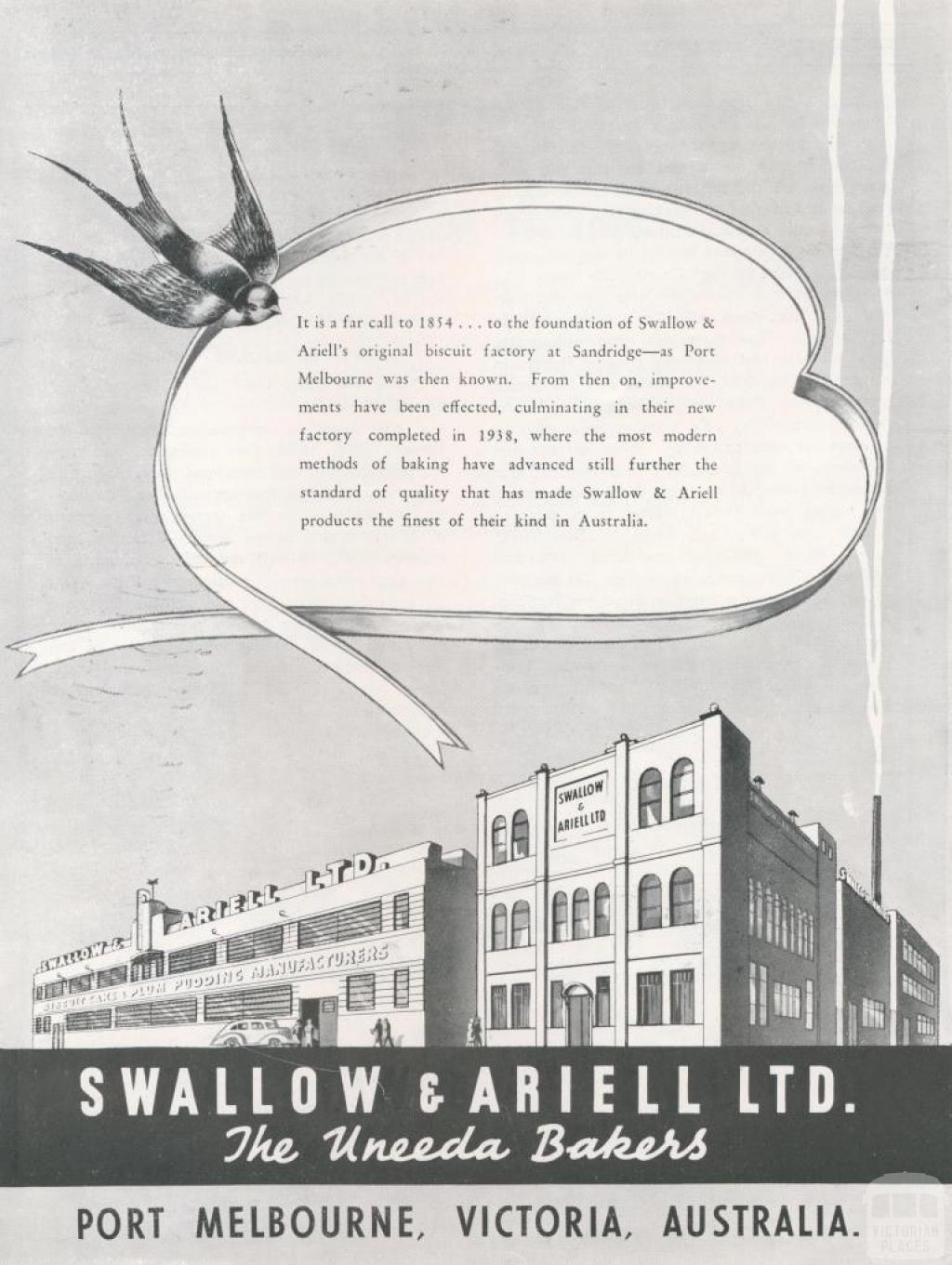 Swallow & Ariell, Port Melbourne, 1939