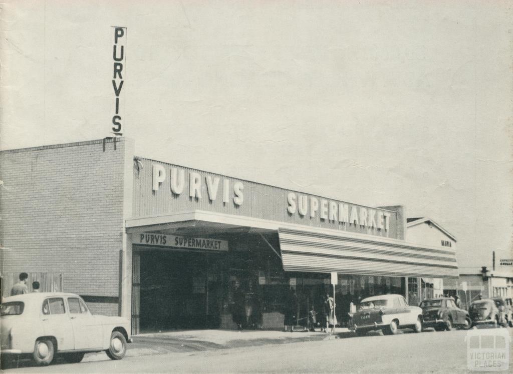 The modern Purvis Supermarket at Morwell, 1961