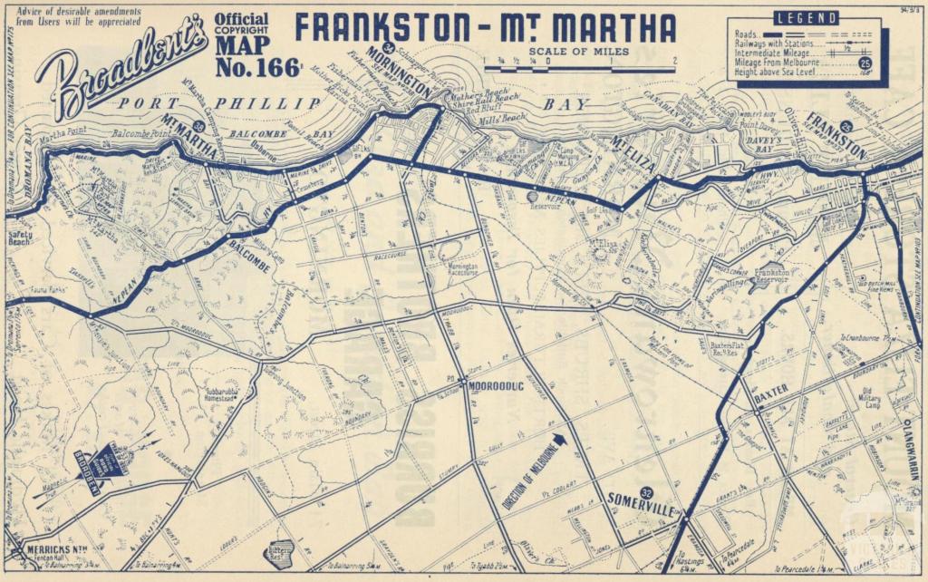 Map Frankston to Mount Martha, 1949