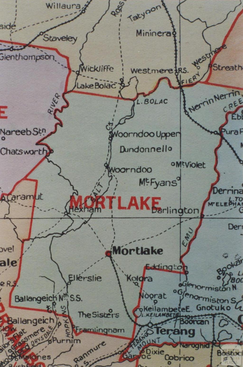 Mortlake shire map, 1924