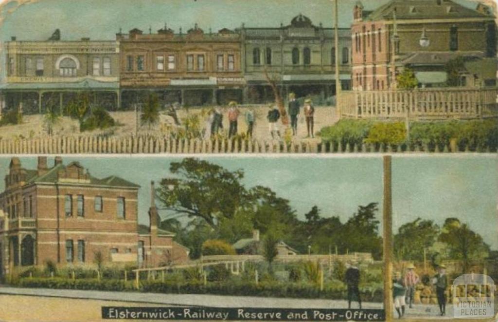 Elsternwick Railway Reserve and Post Office, 1908