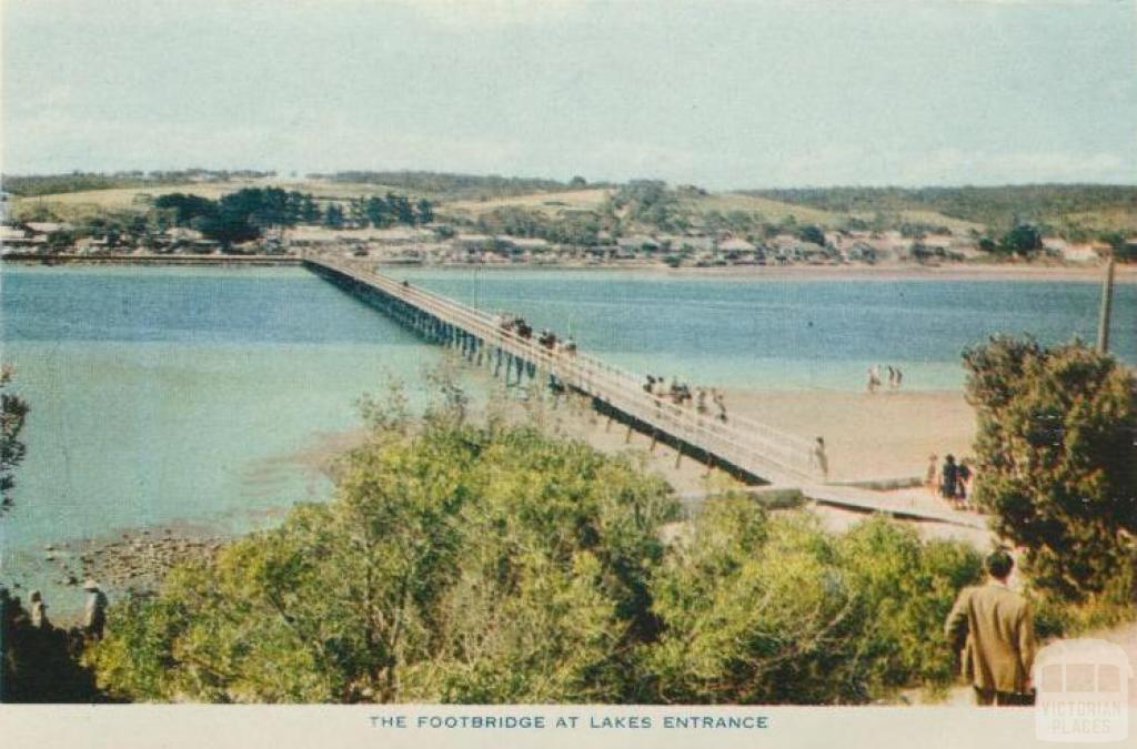 The footbridge at Lakes Entrance, 1955