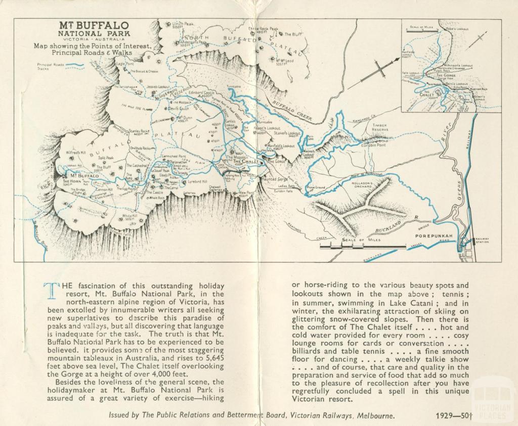 Mount Buffalo National Park map, 1953