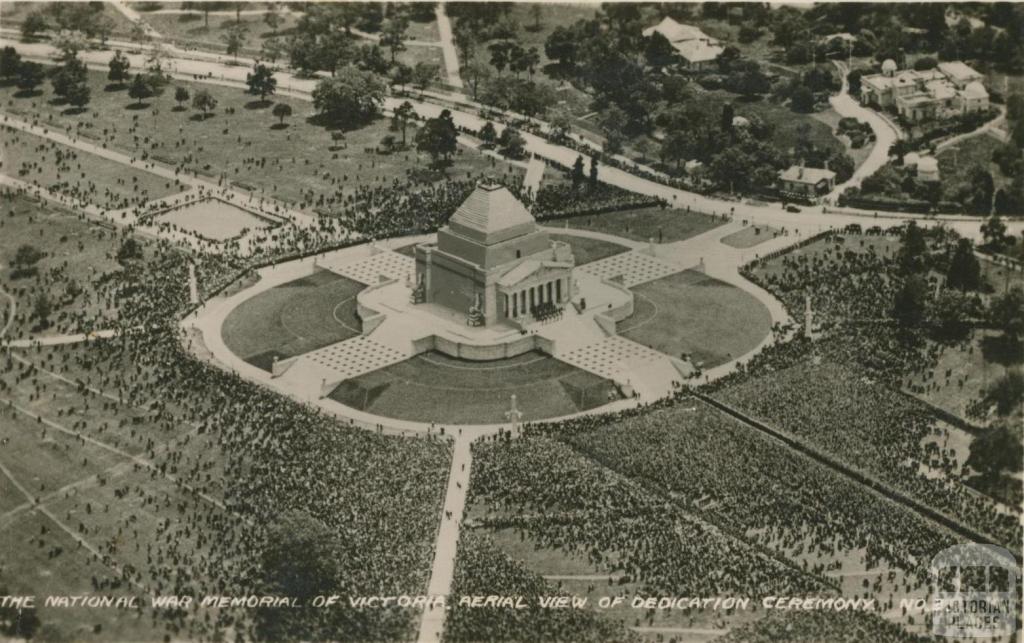 The National War Memorial of Victoria, Aerial View of Dedication Ceremony, Melbourne, 1934