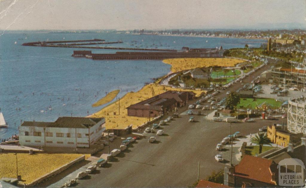 St Kilda foreshore, with baths and pier in the background