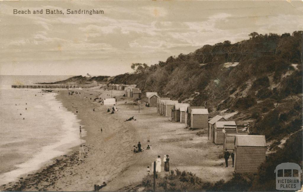 Beach and Baths, Sandringham, 1913