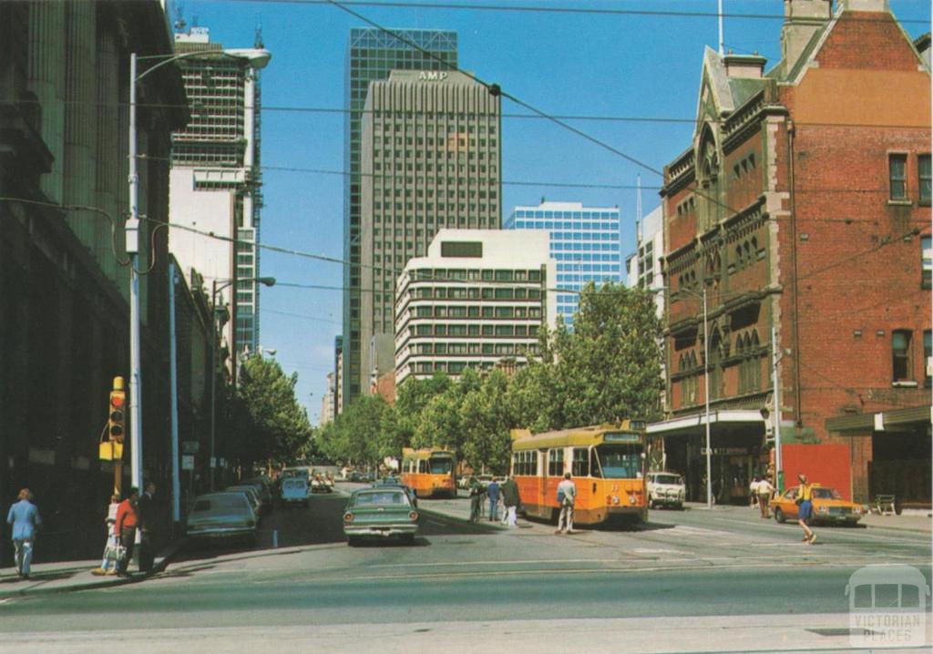 Former Melbourne Tram and Omnibus Company, left, Bourke Street, Melbourne
